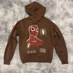 CVLA x Marvel Spider Man Hoodie Pullover Sweatshirt Graphic Brown Men's Large